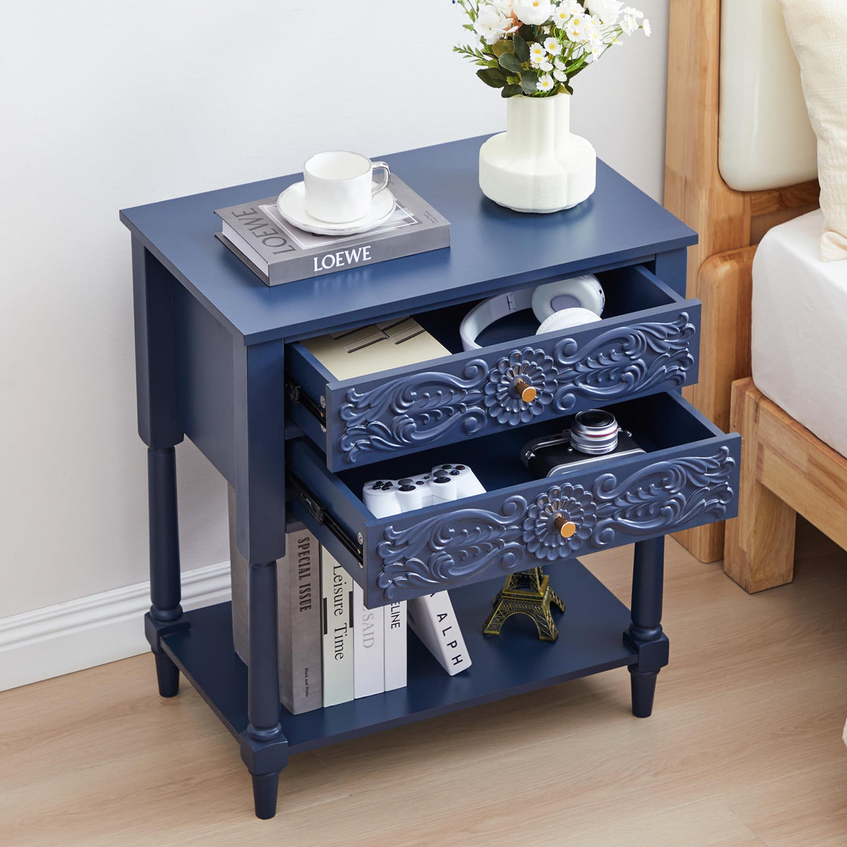 Farmhouse Bedside Table with 2 Drawers S446132