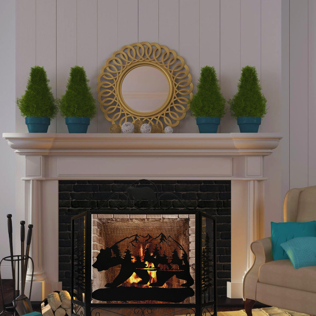 3-Panel Fireplace Screen N28823