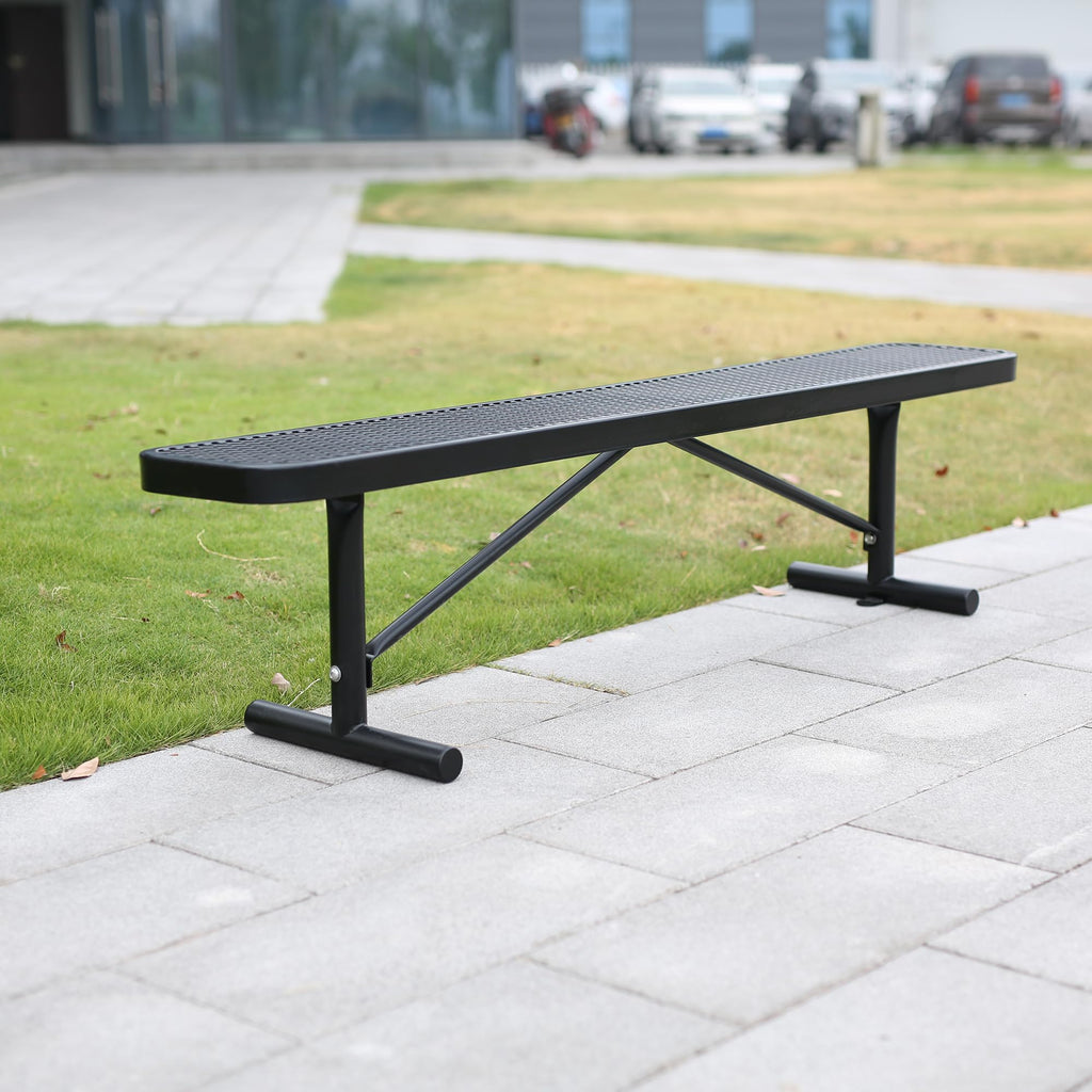 6 Feet Heavy Duty Metal Park Bench with Portable Frame, Black R5707