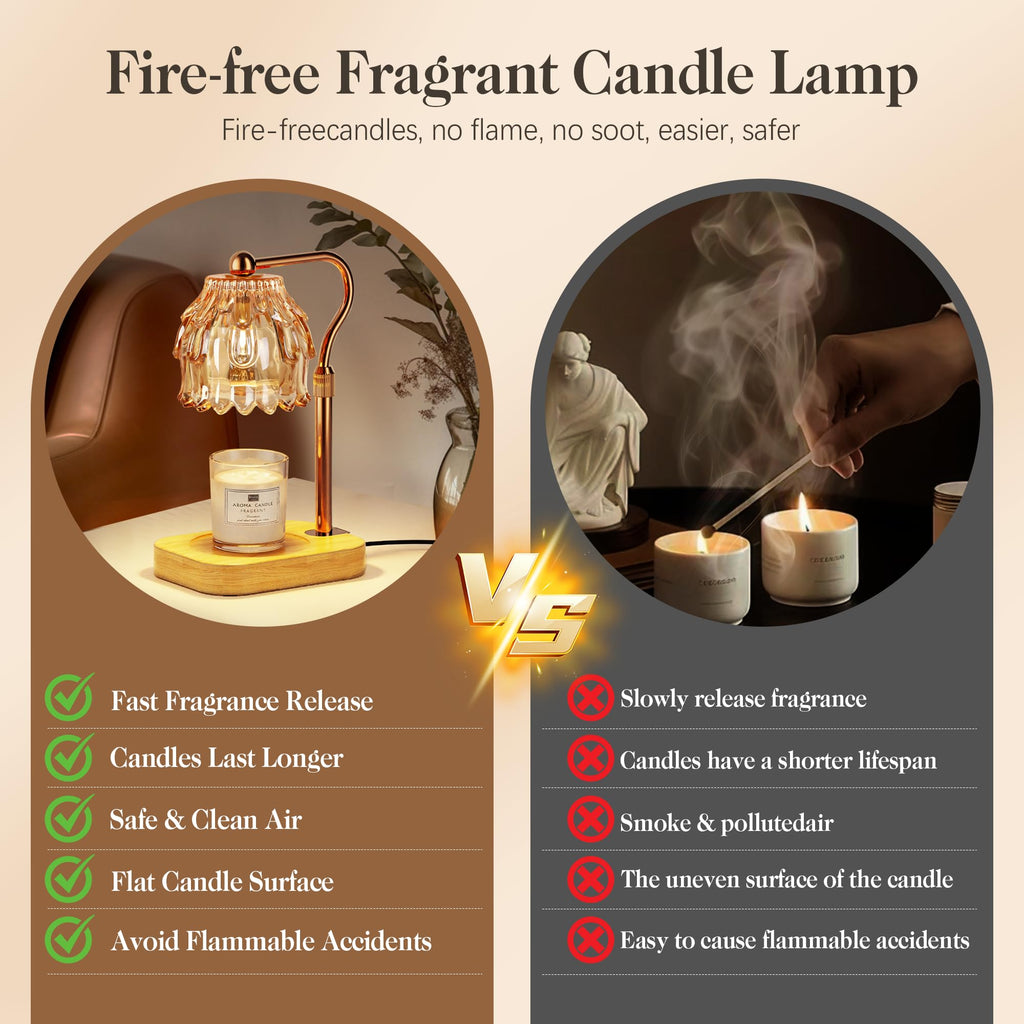 Candle Warmer Lamp with Timer Dimmer Adjustable Height Glass H76751
