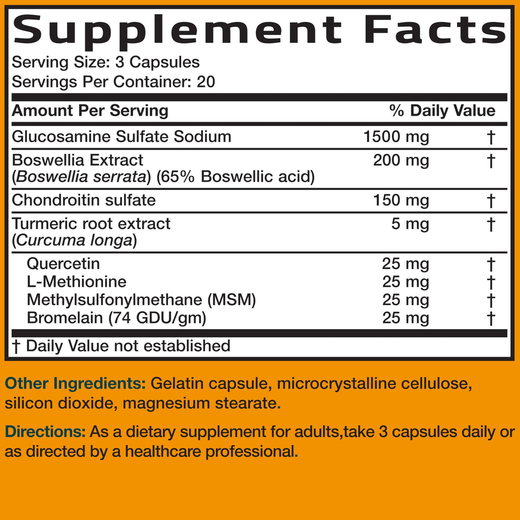 Glucosamine Chondroitin Turmeric & MSM Joint Support, 60 Capsules B4538