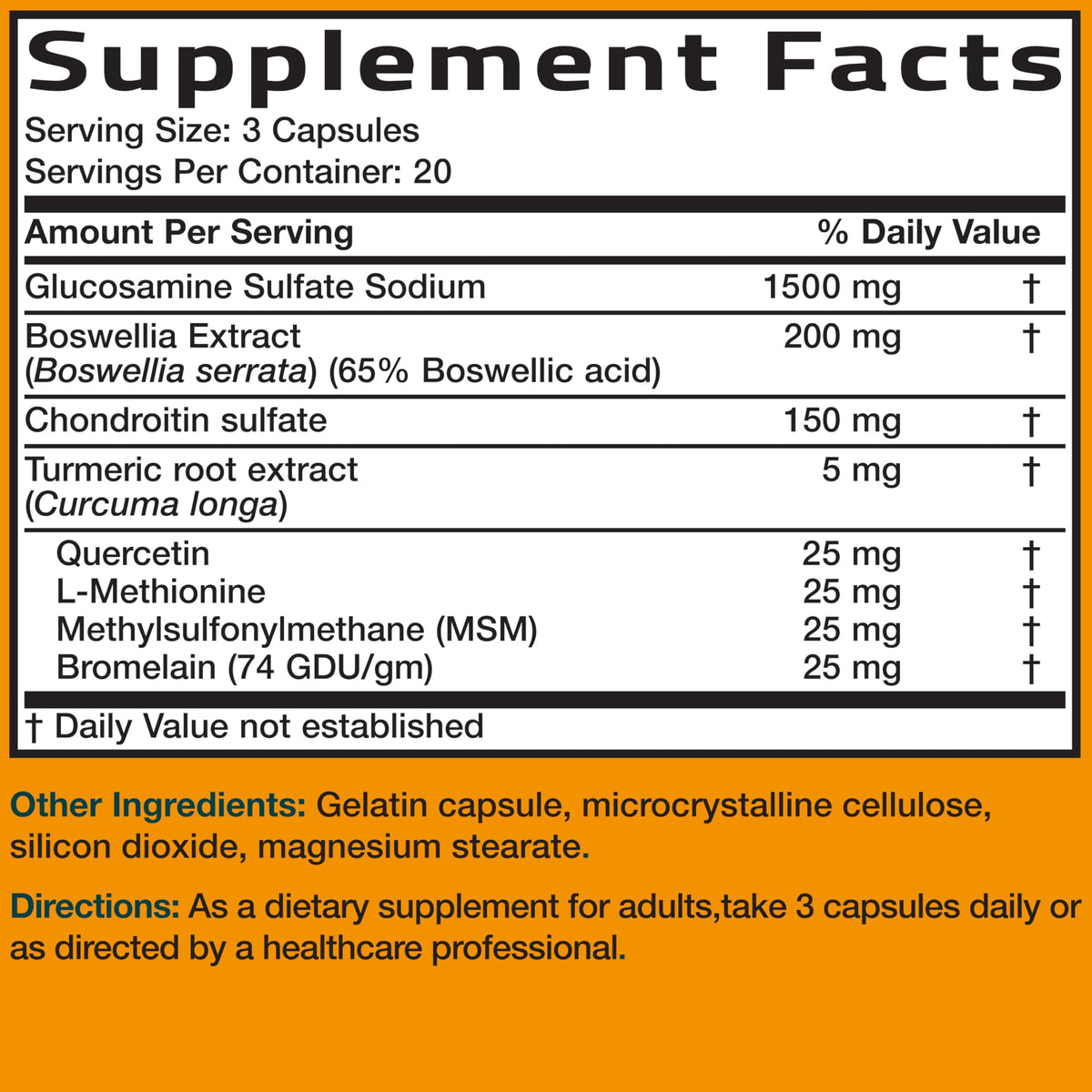 Glucosamine Chondroitin Turmeric & MSM Joint Support, 60 Capsules B4538