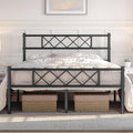 Black Full Metal Platform Bed Frame with Headboard S594949