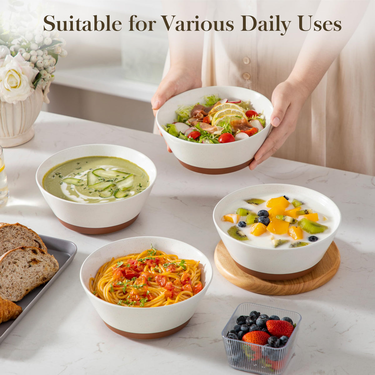 Ceramic Soup Bowl Set of 4 and Baking Dish D21524