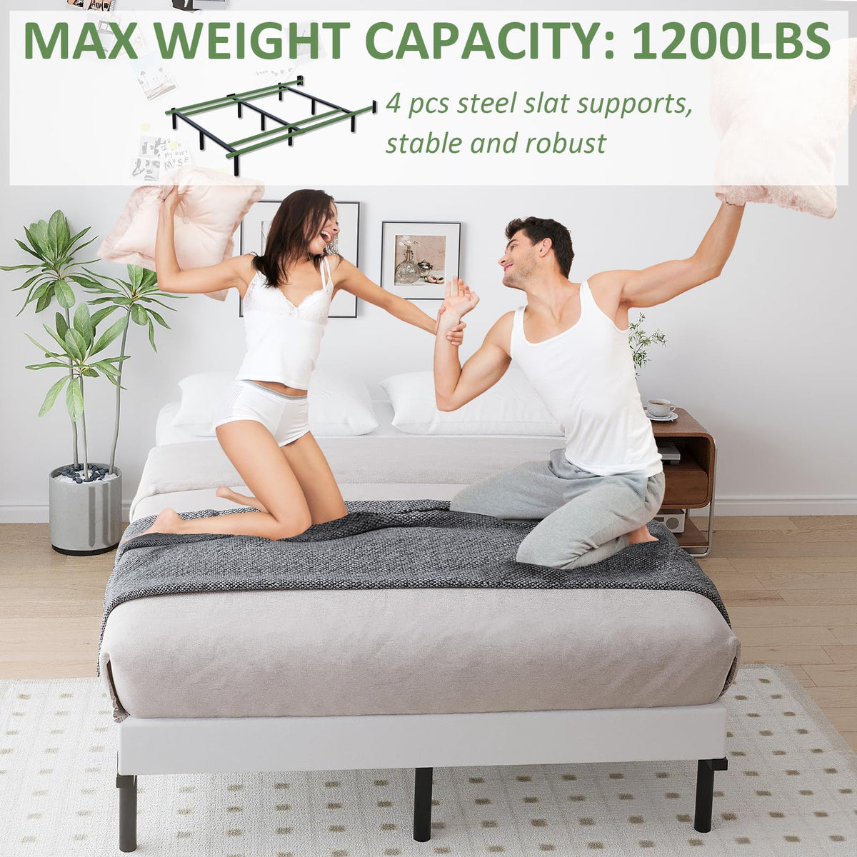 Queen Size Black Metal Bed Frame N95922