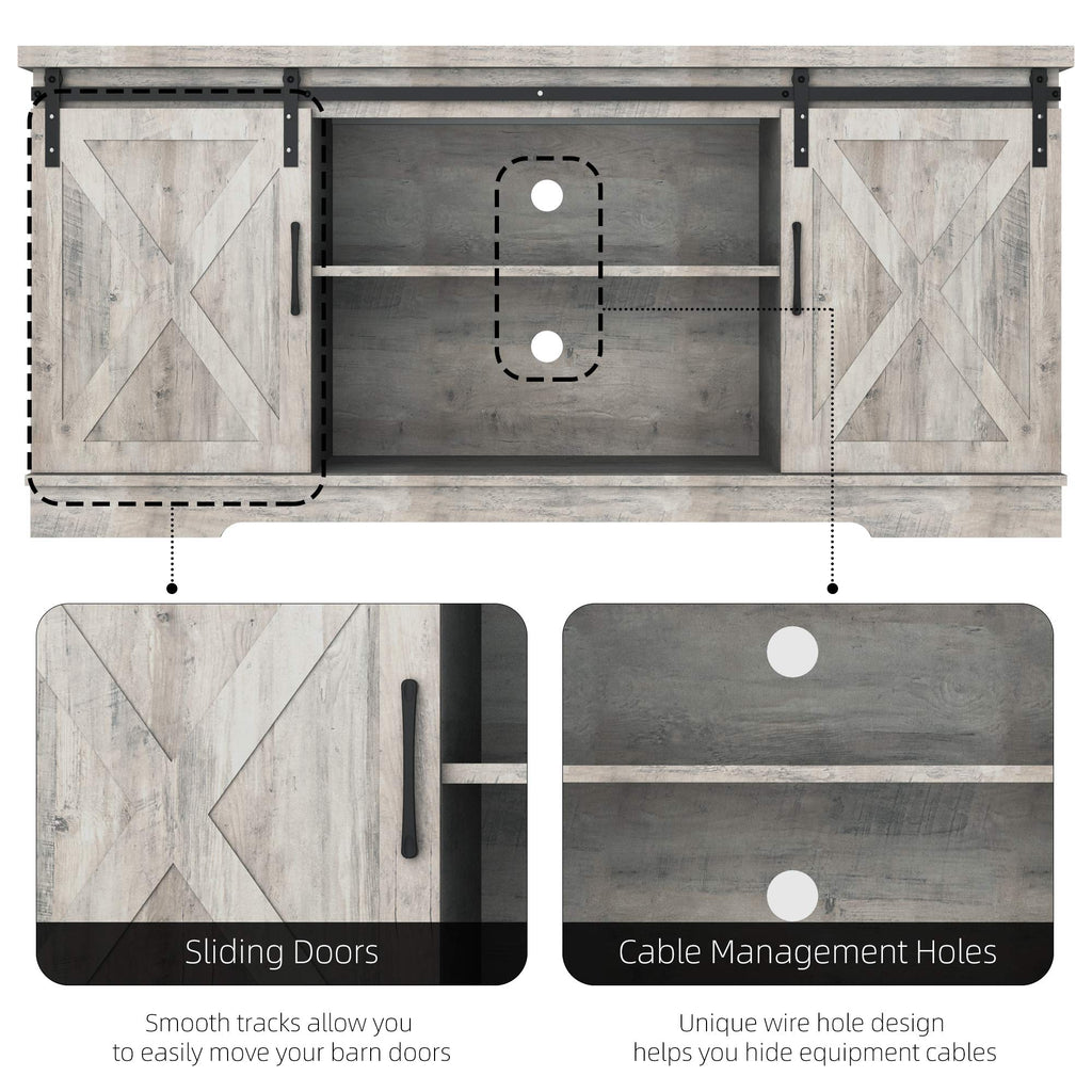 65 Inch Oak TV Stand with Storage Cabinet G690871