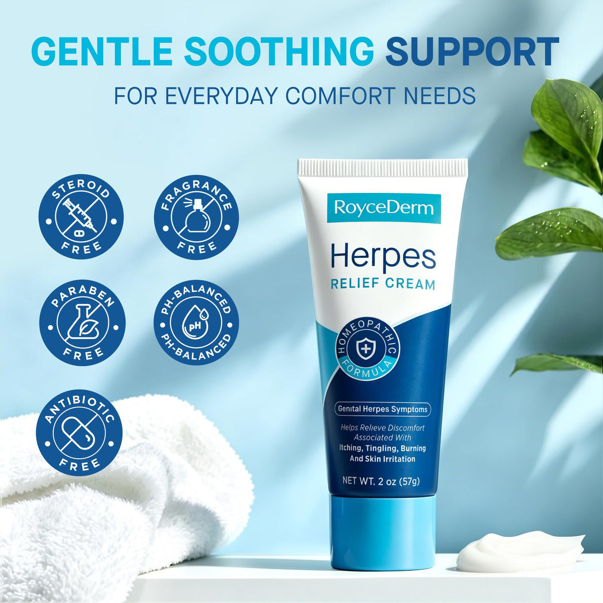 Herpes Treatment Cream for Symptom Relief, 2 oz I52376
