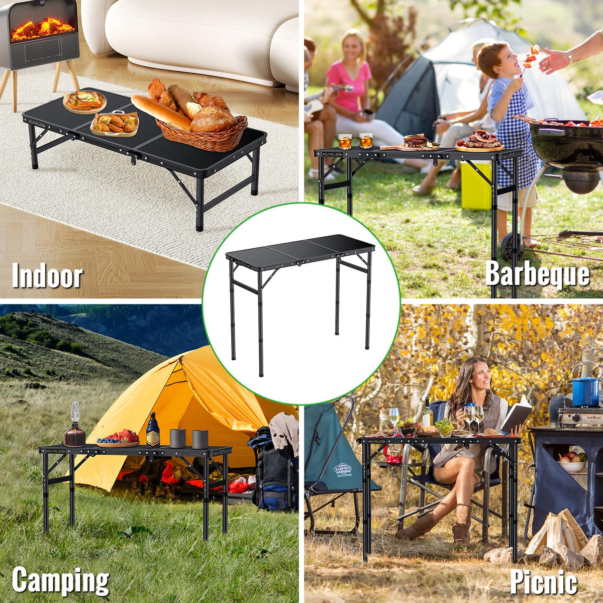 Folding Camping Table 3 Adjustable Height N210055