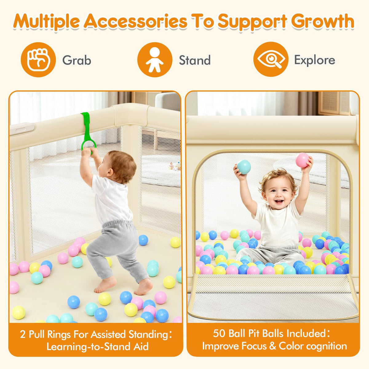 Foldable Baby Playpen with Mat M739421