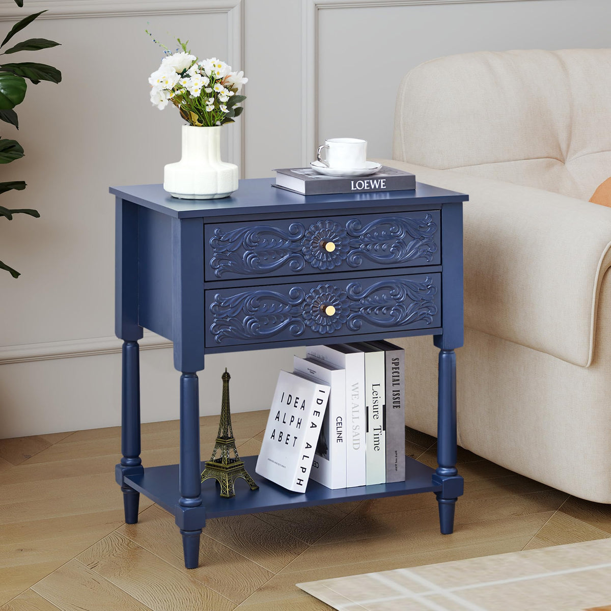 Farmhouse Bedside Table with 2 Drawers S446132