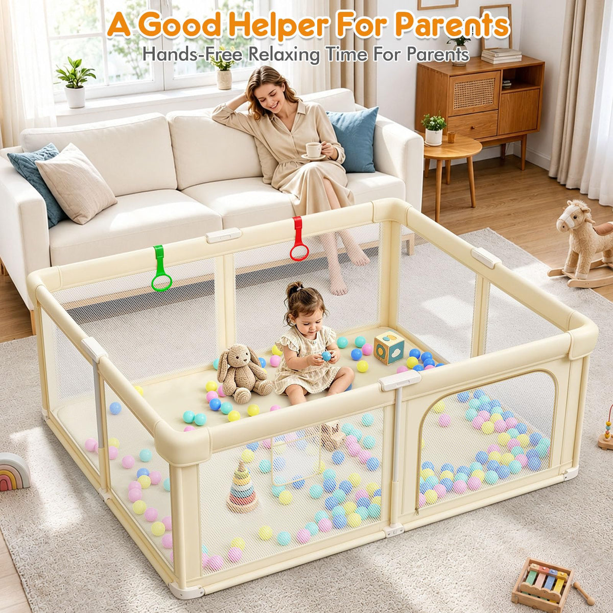 Foldable Baby Playpen with Mat M739421