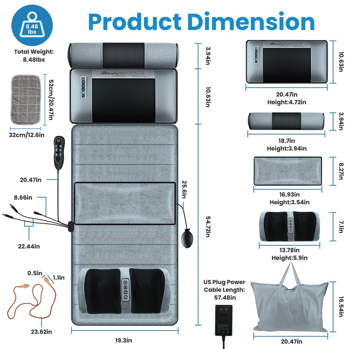 Full Body Massage Mat with Heat V4965