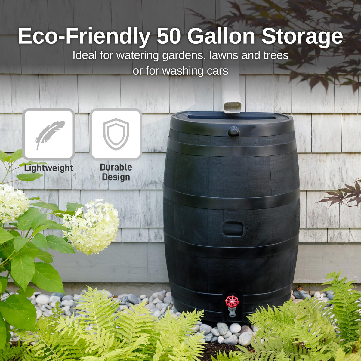 50-Gallon Recycled Plastic Rain Barrel C516014