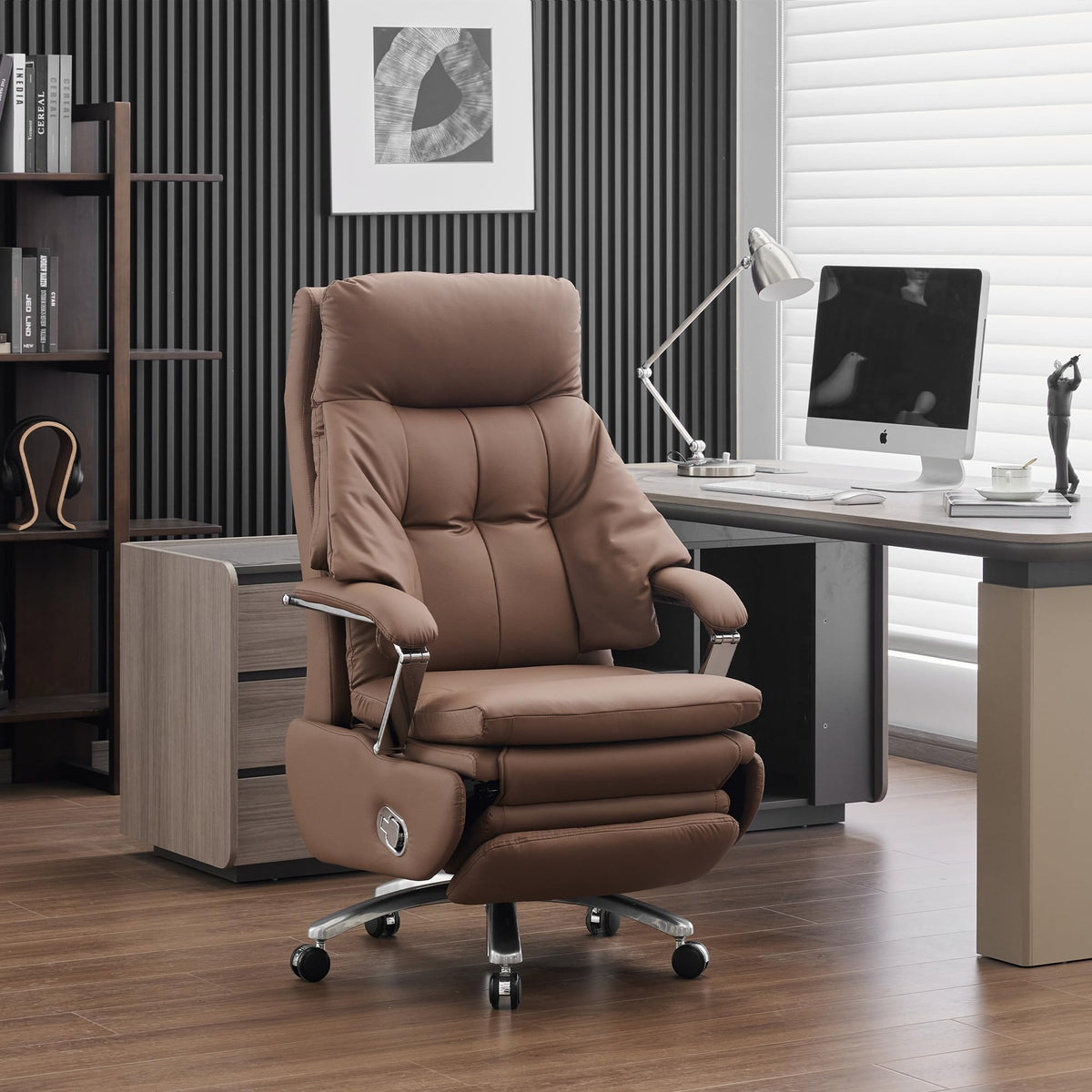 Brown PU Leather Recliner Chair with Footrest 400LBS C8127