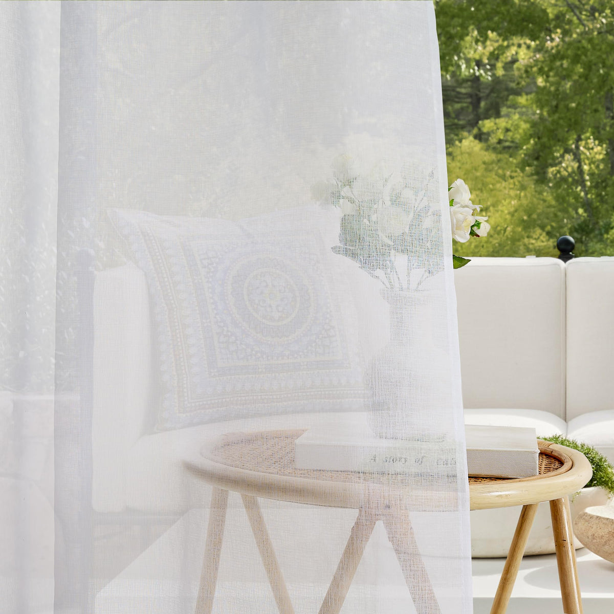 Waterproof Semi-Sheer Outdoor Curtains D65610