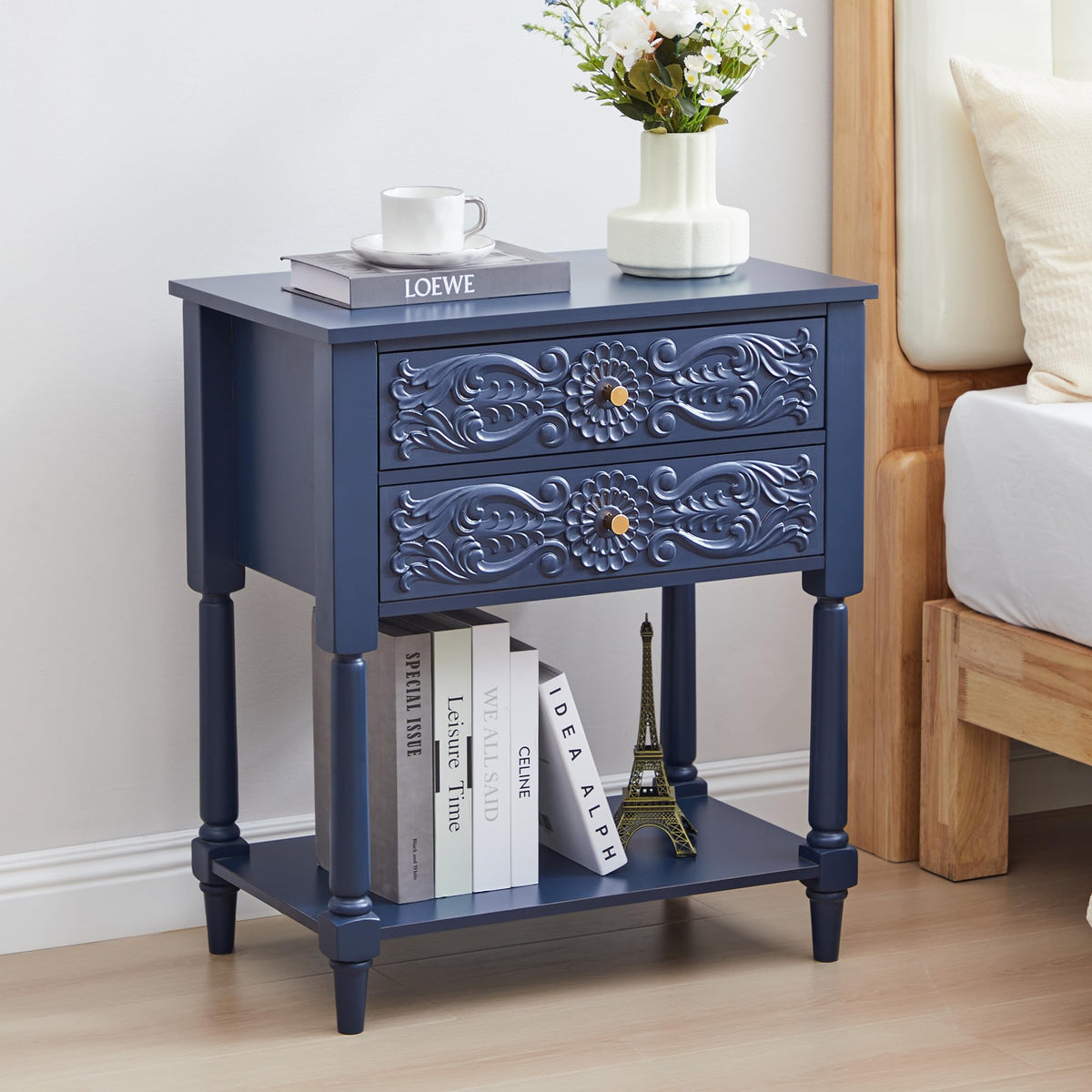 Farmhouse Bedside Table with 2 Drawers S446132