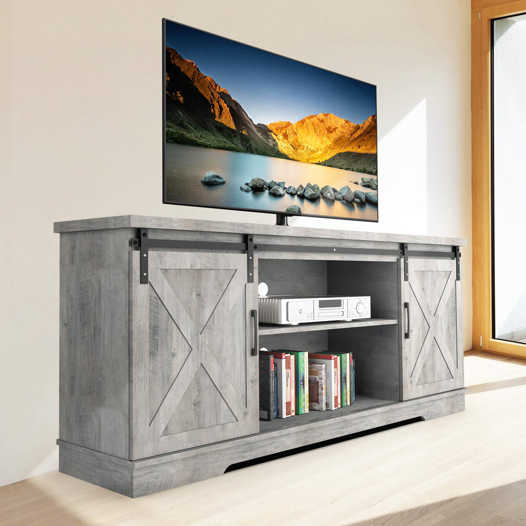 65 Inch Oak TV Stand with Storage Cabinet G690871