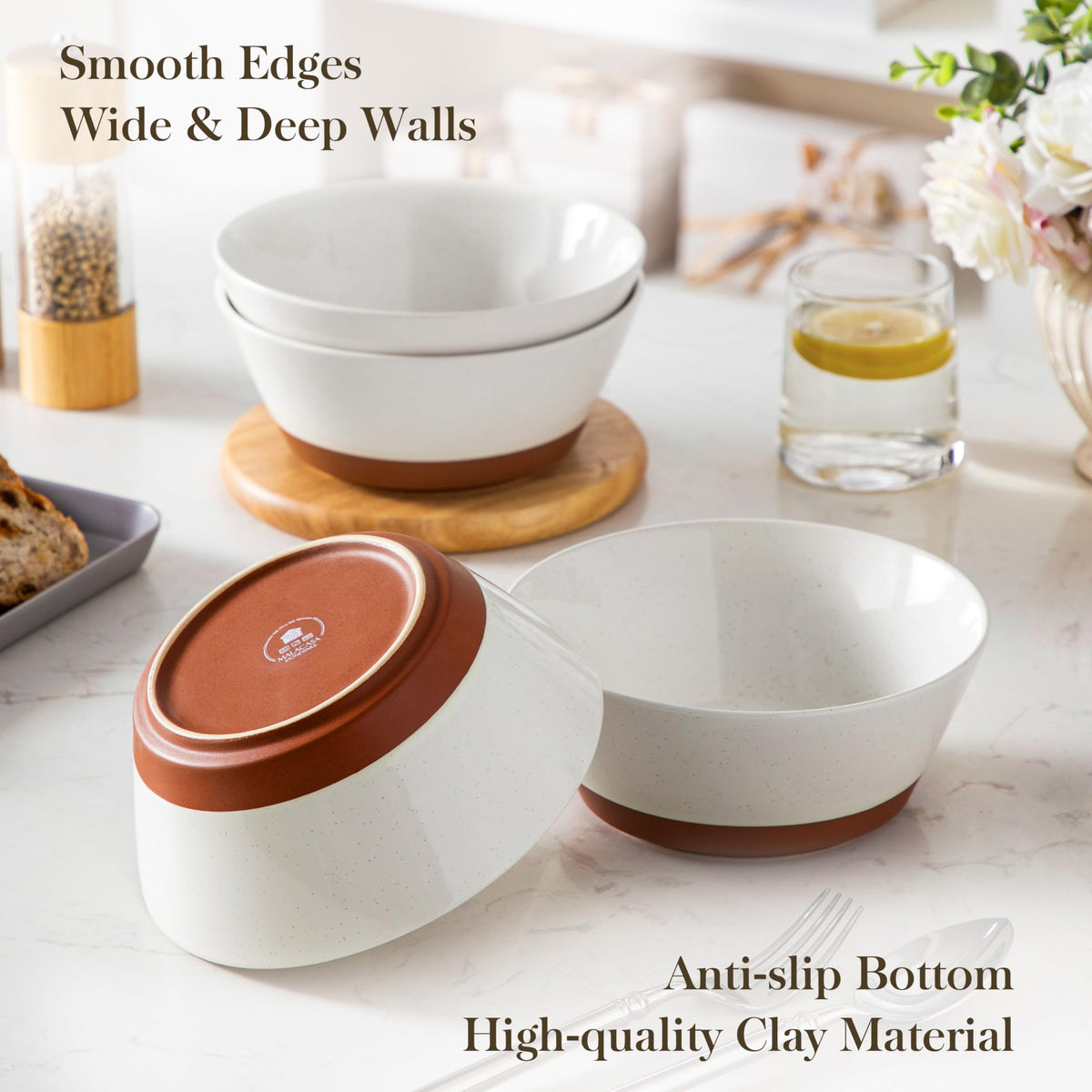 Ceramic Soup Bowl Set of 4 and Baking Dish D21524