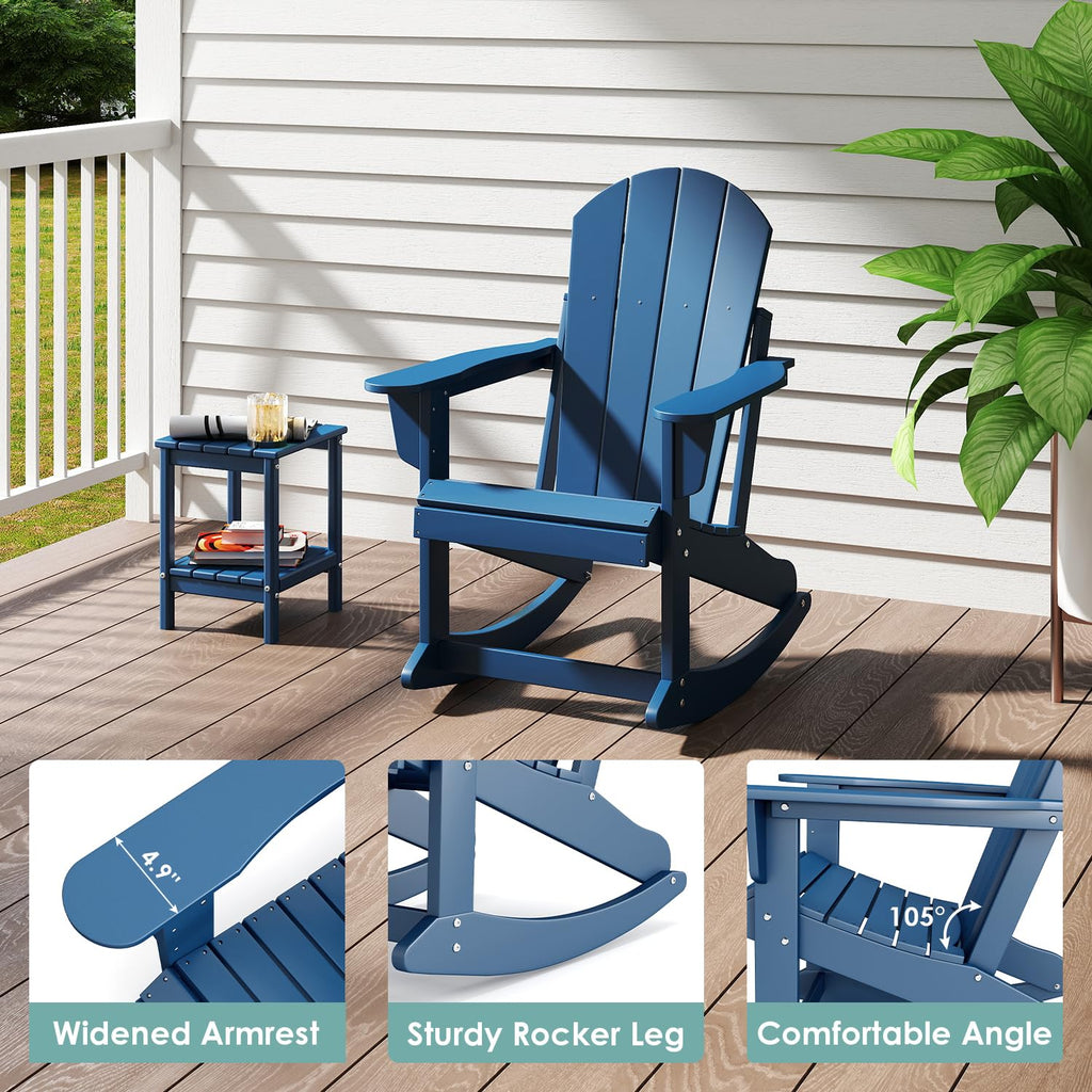 Blue HDPE Plastic Rocking Chairs Set of 2 G2321