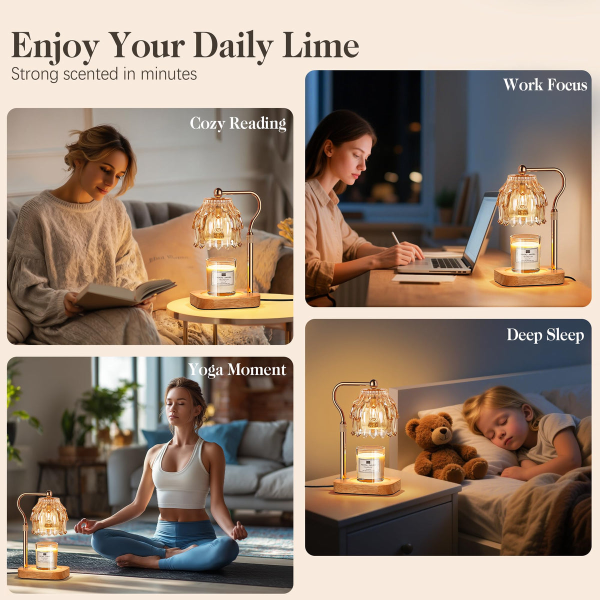 Candle Warmer Lamp with Timer Dimmer Adjustable Height Glass H76751