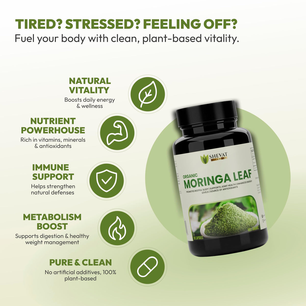 Organic Moringa Leaf Capsules 1000mg 90 Capsules L2849