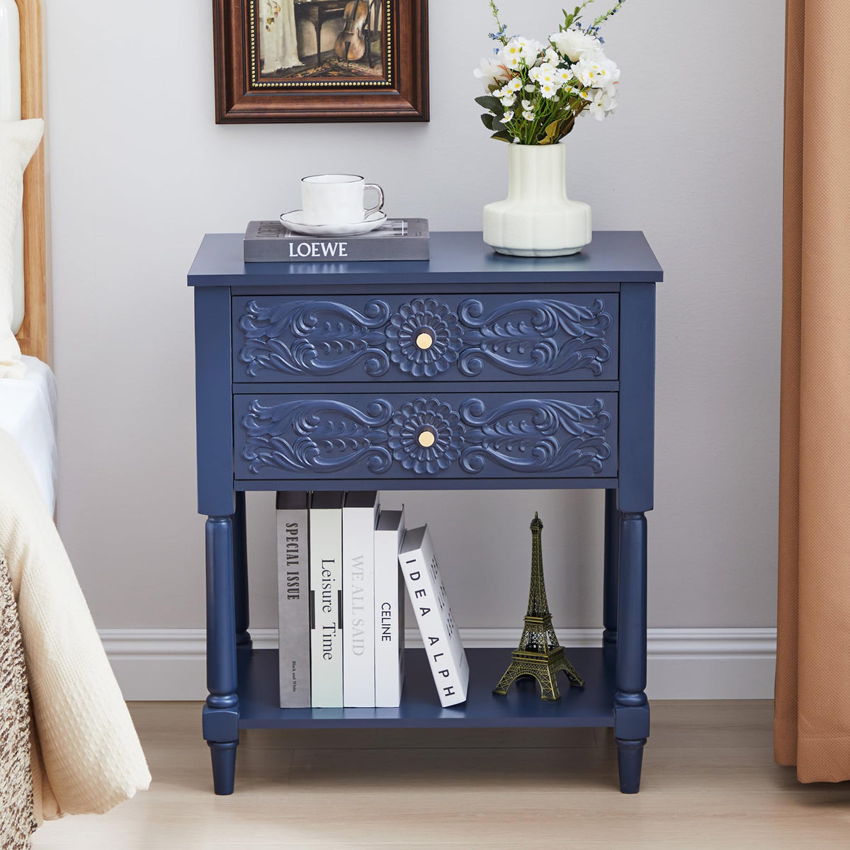 Farmhouse Bedside Table with 2 Drawers S446132
