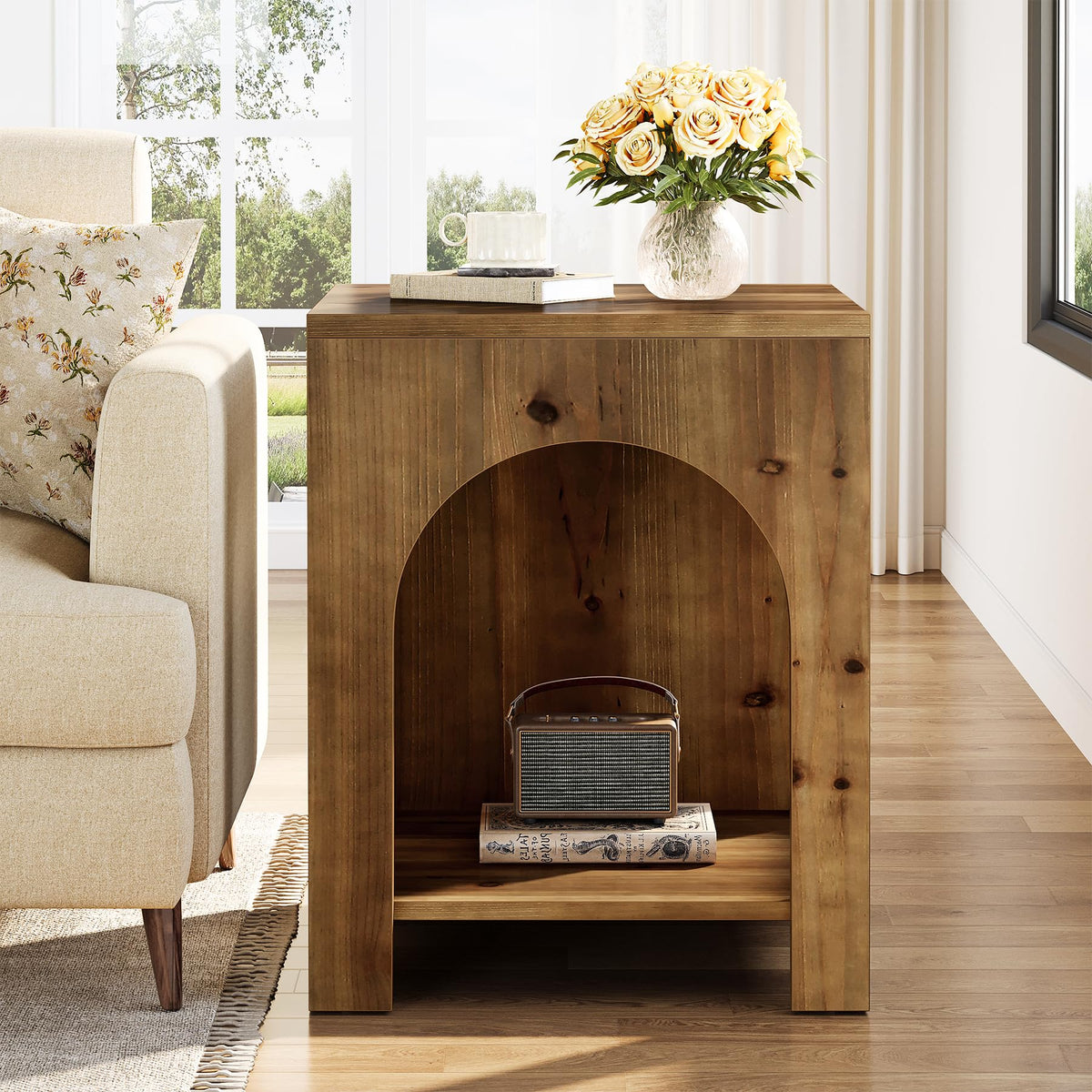 Farmhouse Wooden 2-Tier Side Table Set of 2 S7900