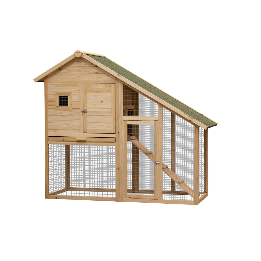 55" 2-Tier Wooden Rabbit Hutch with Ramp D341