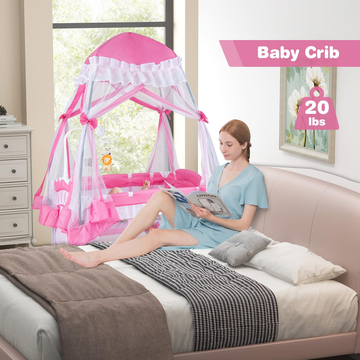 4-in-1 Baby Playard with Bassinet, Changing Table and Carry Bag R520