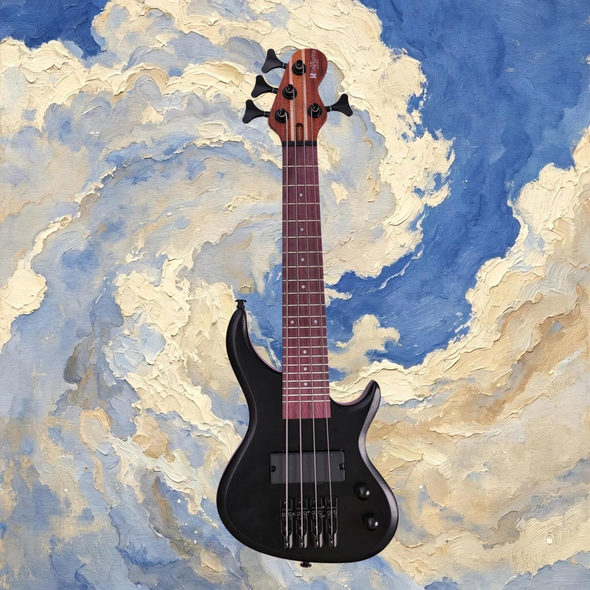 Matte Black Solid Wood 4 String Short Scale Electric Bass Guitar with Humbucker Pickup and Gig Bag J15904