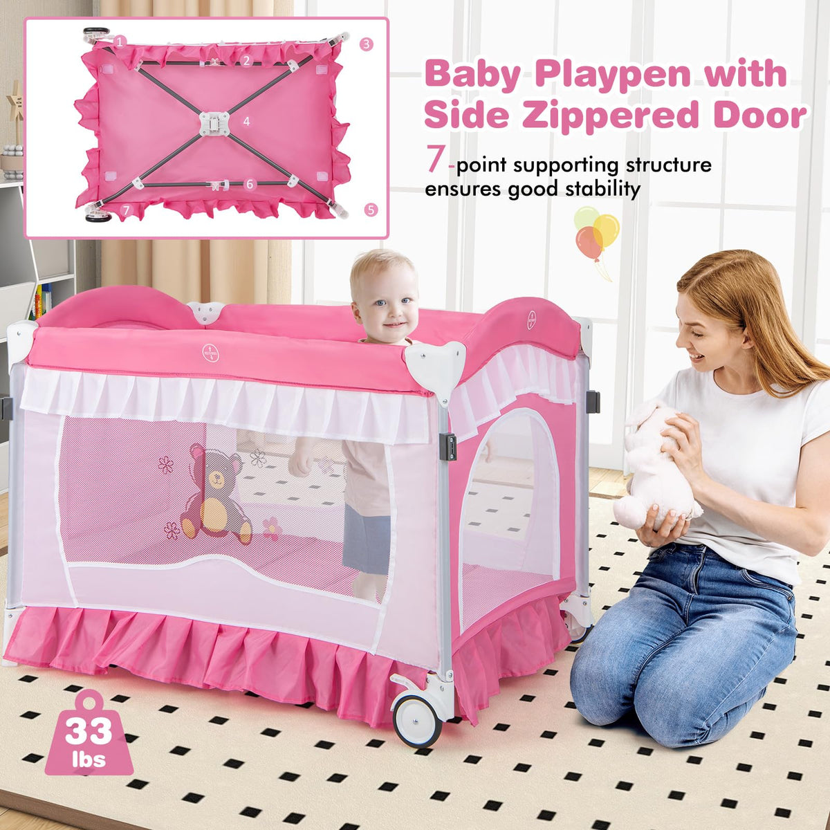 4-in-1 Baby Playard with Bassinet, Changing Table and Carry Bag R520