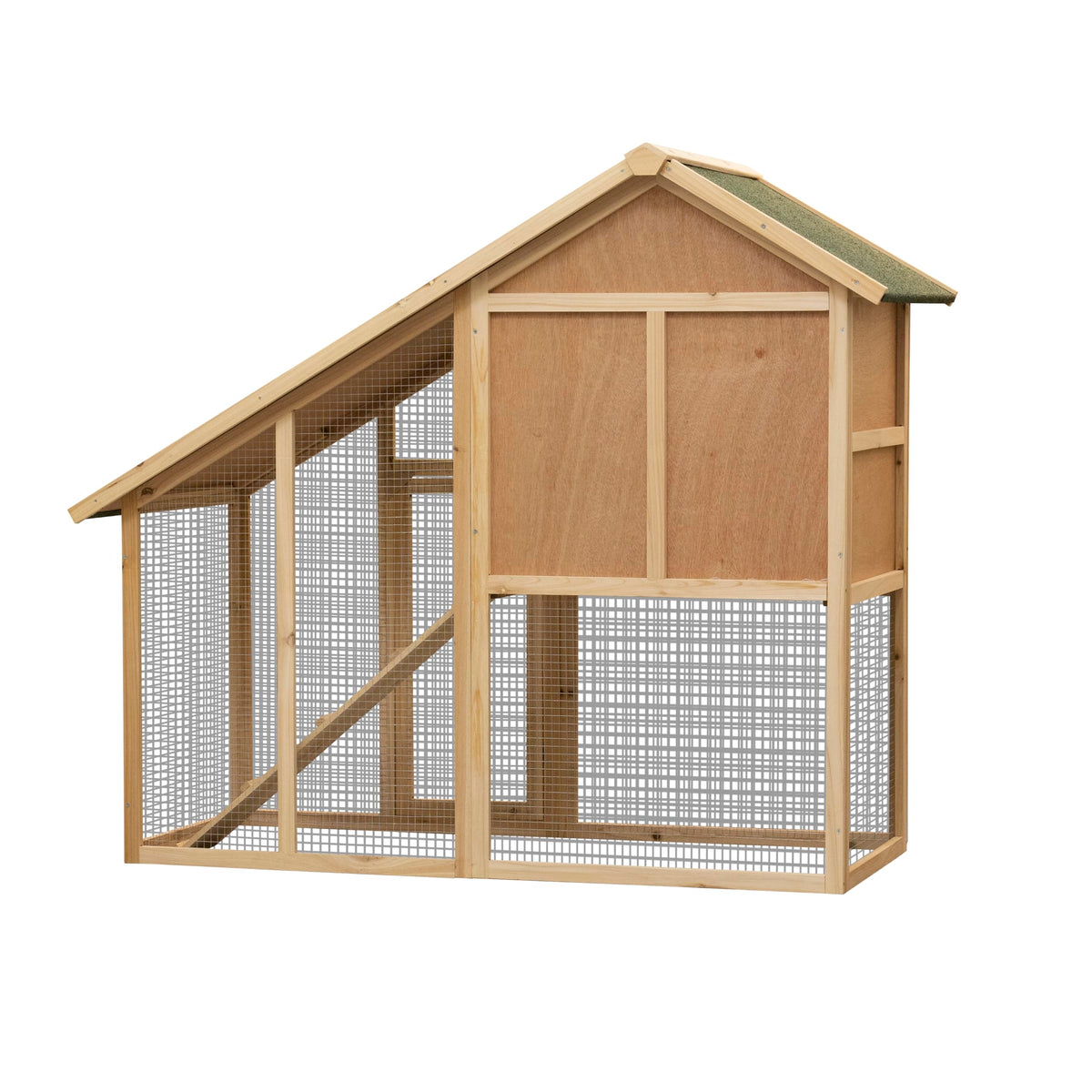 55" 2-Tier Wooden Rabbit Hutch with Ramp D341