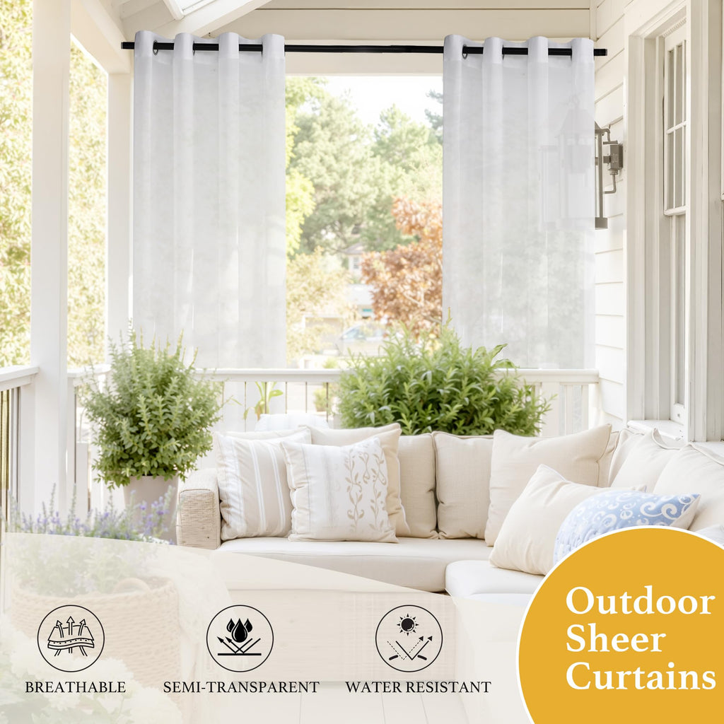 Waterproof Semi-Sheer Outdoor Curtains D65610