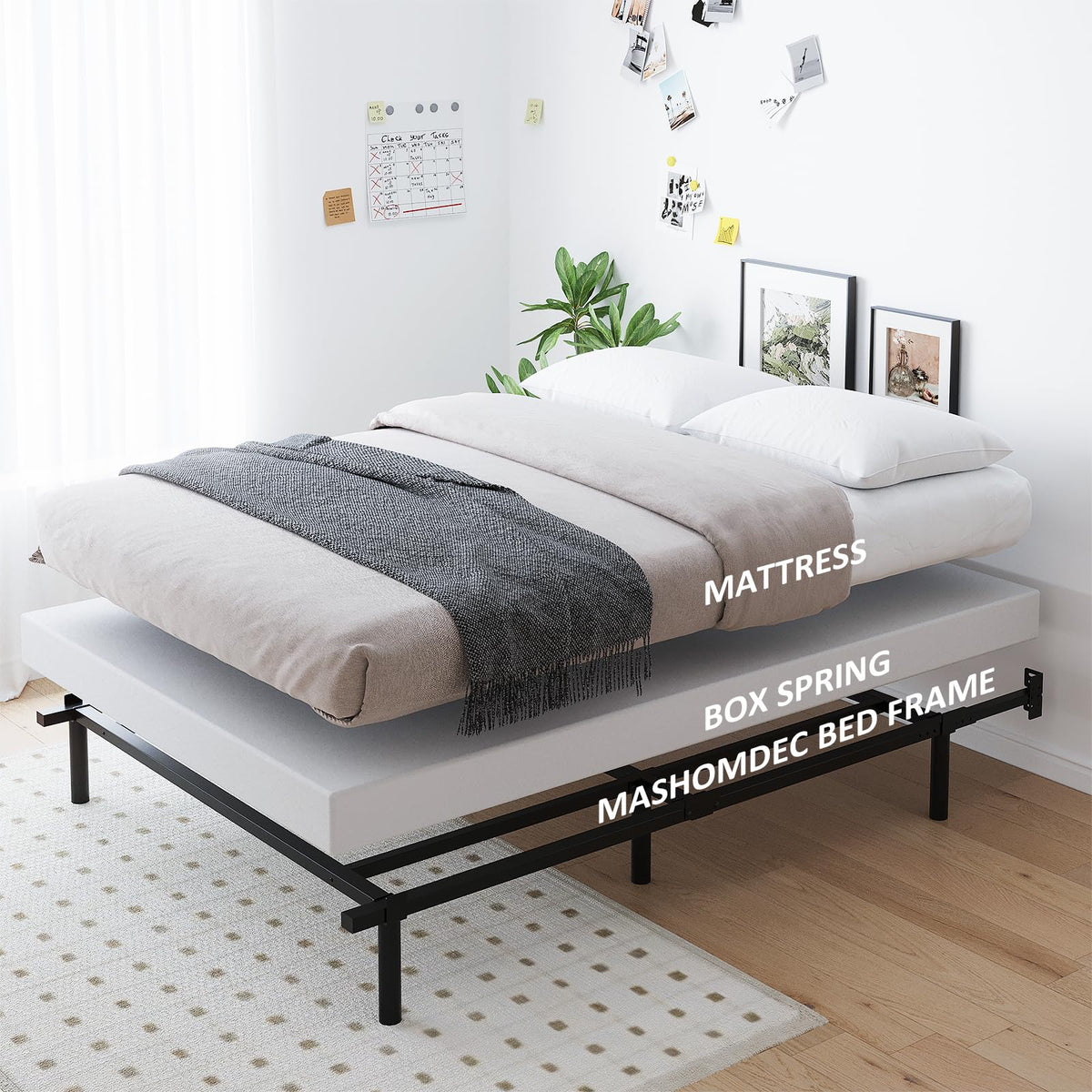 Queen Size Black Metal Bed Frame N95922
