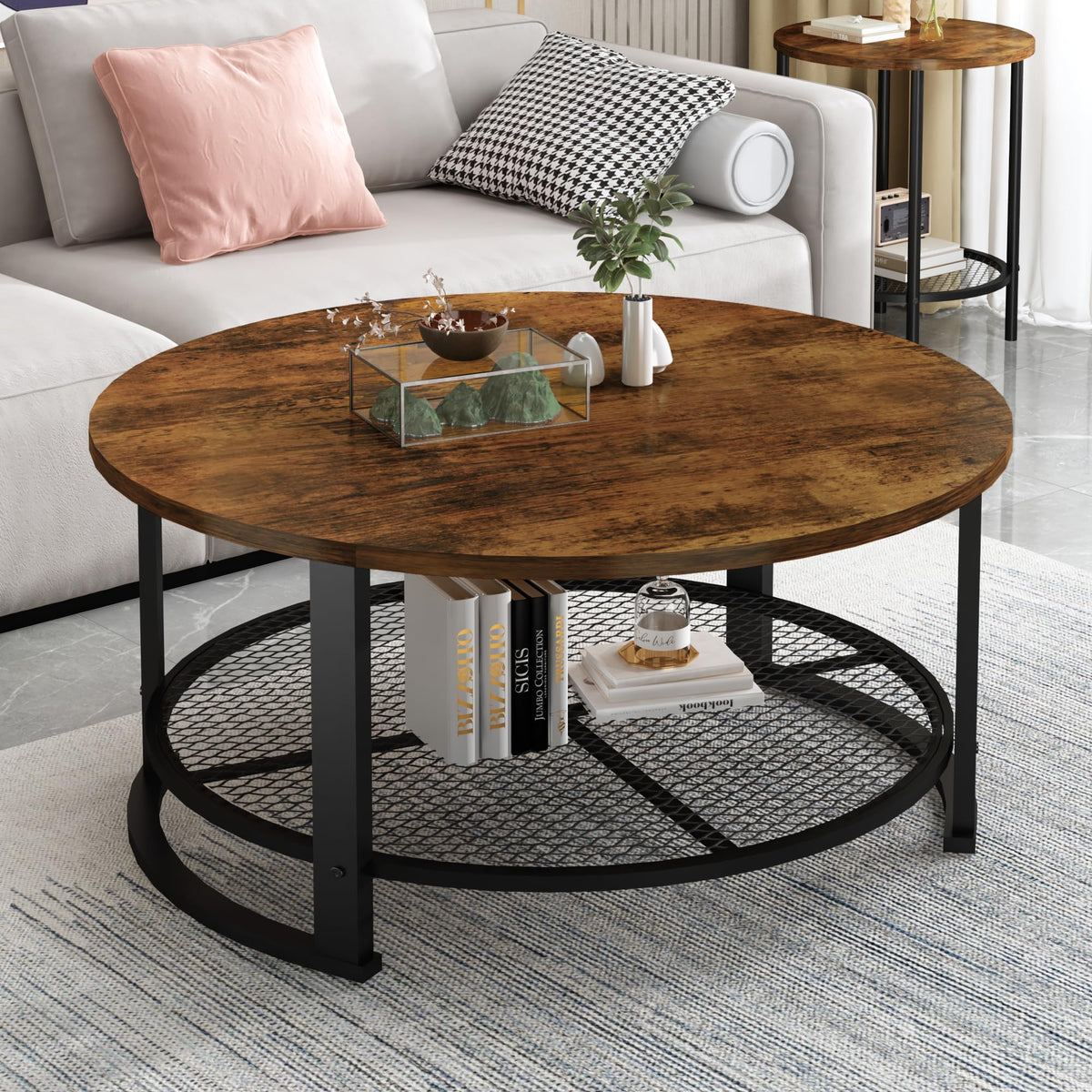 3-Piece Round Coffee Table Set with Storage N1482