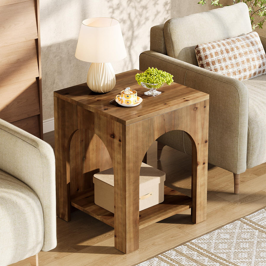Farmhouse Wooden 2-Tier Side Table Set of 2 S7900