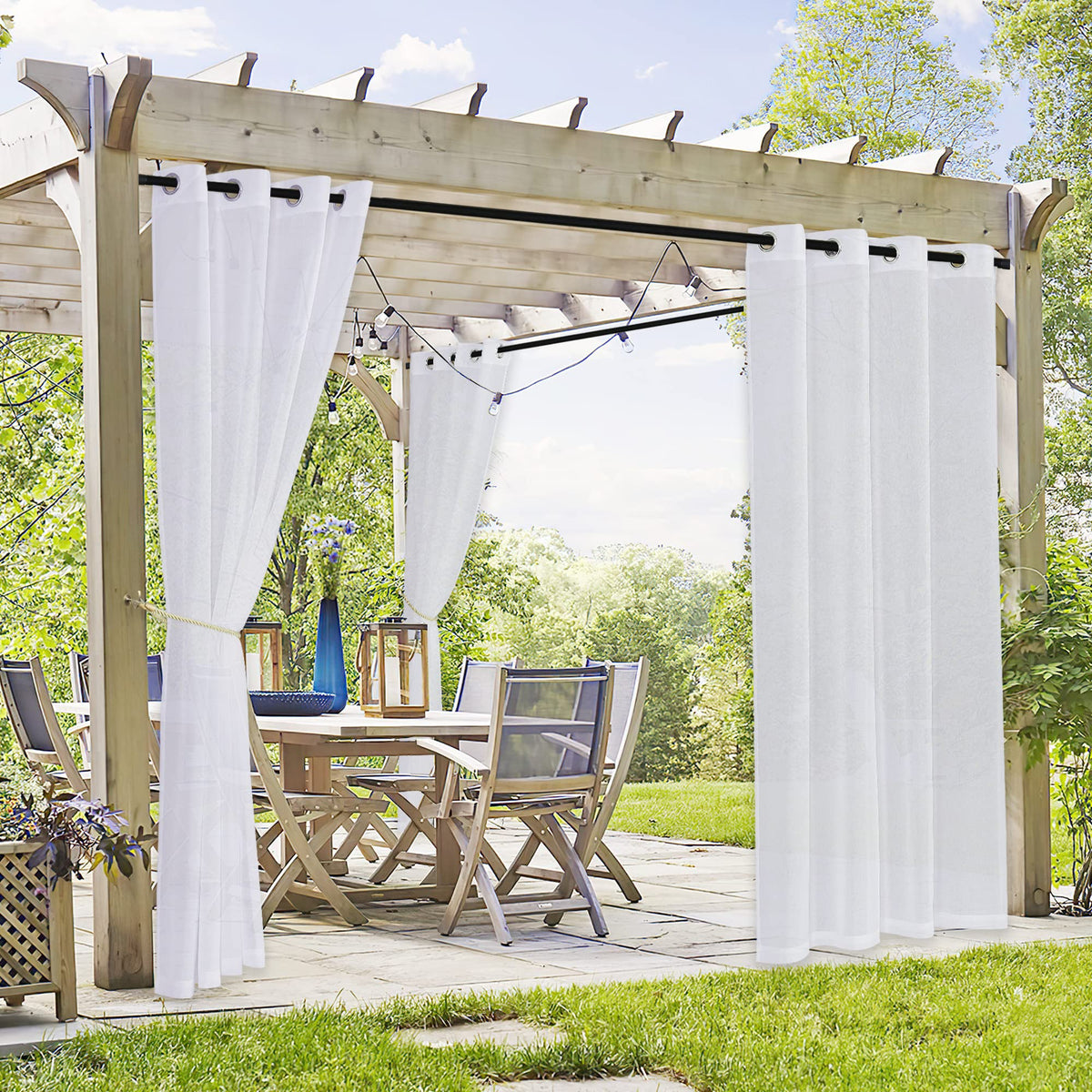 Waterproof Semi-Sheer Outdoor Curtains D65610