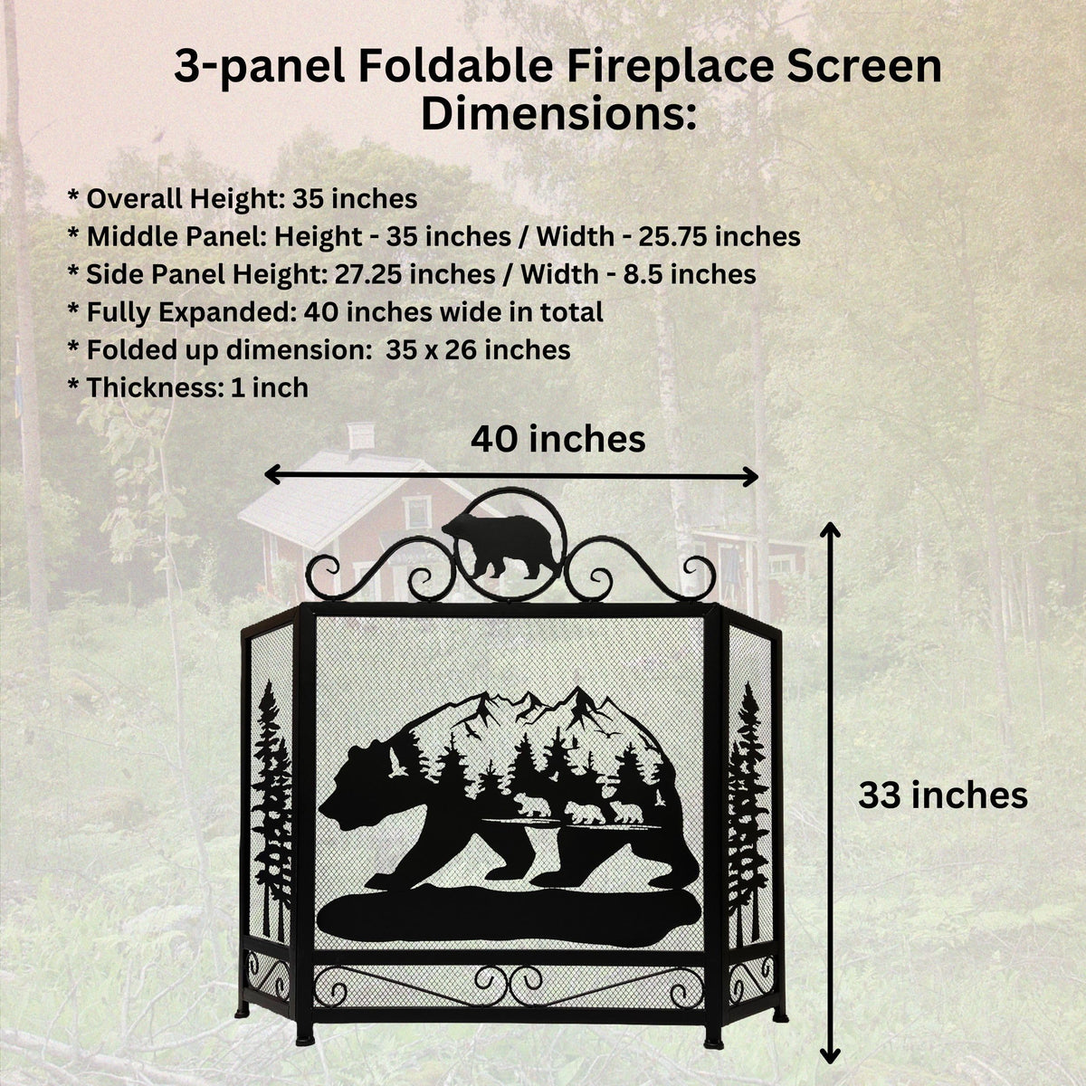 3-Panel Fireplace Screen N28823