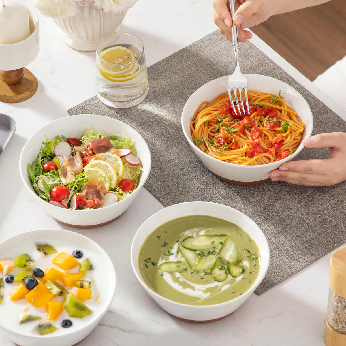 Ceramic Soup Bowl Set of 4 and Baking Dish D21524