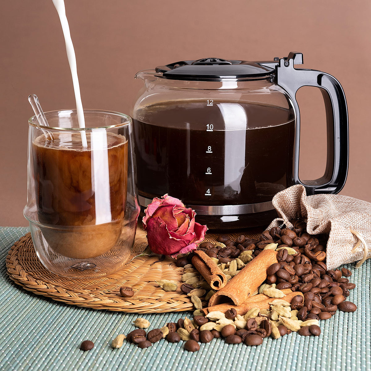 12 Cup Drip Coffee Maker with Reusable Filter, Black B838