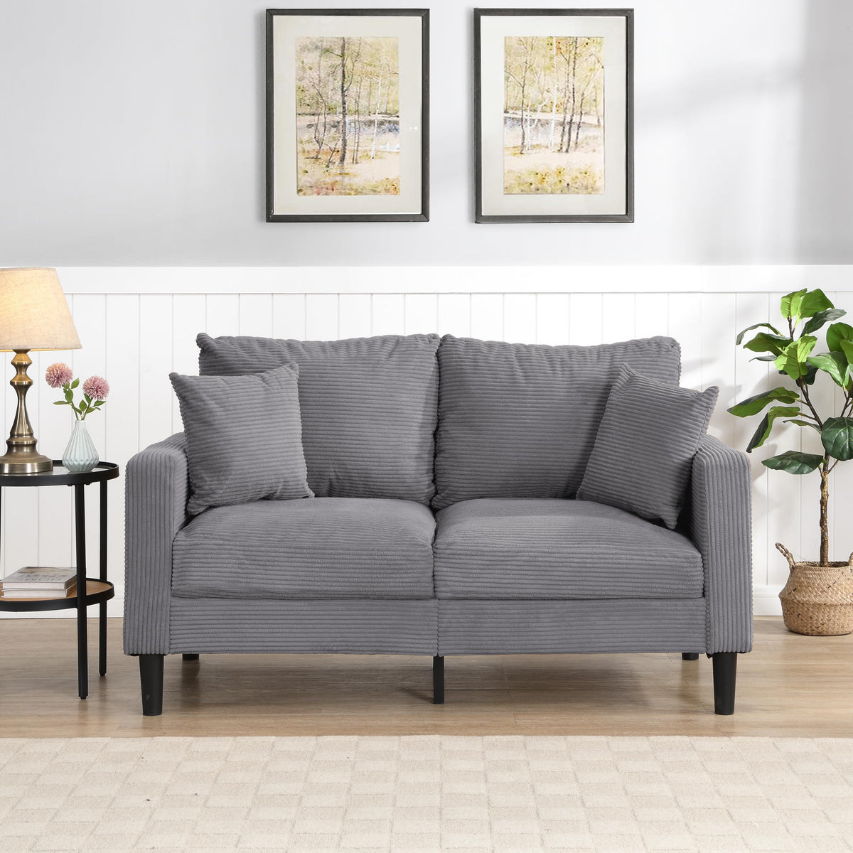 Light Gray Upholstered 2 Seat Loveseat Sofa I891705
