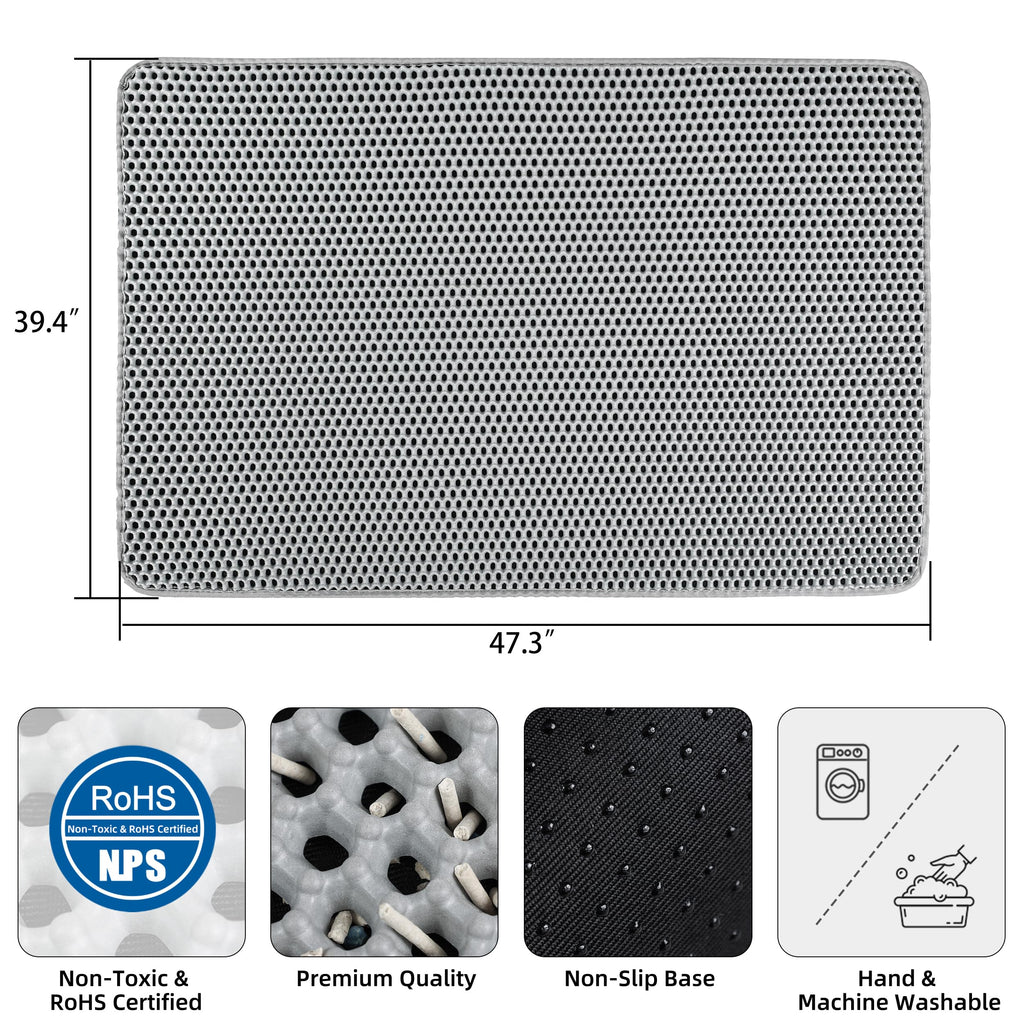 XXL Gray Double-Layer Cat Litter Mat S602