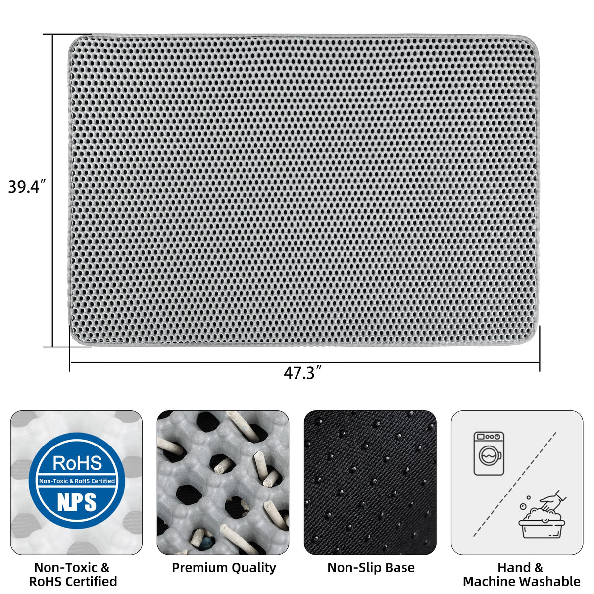 XXL Gray Double-Layer Cat Litter Mat S602