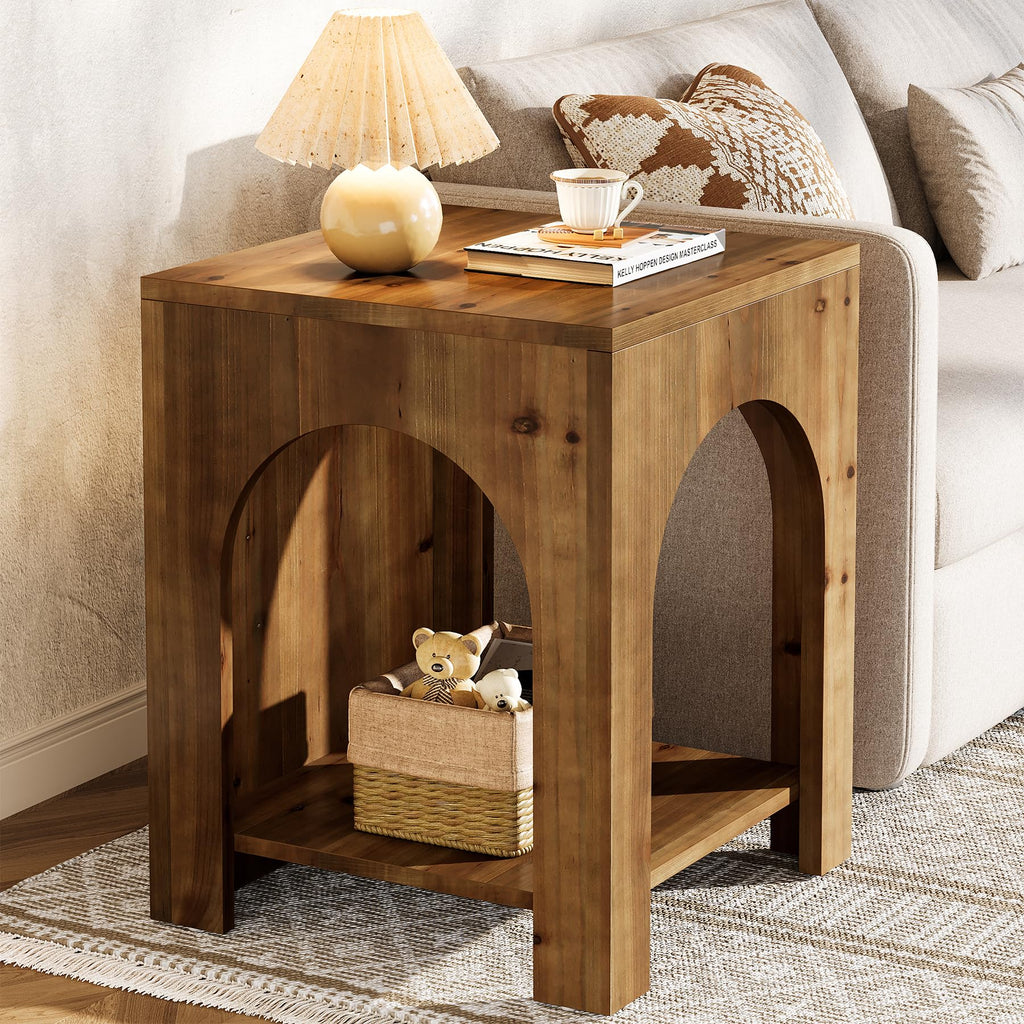 Farmhouse Wooden 2-Tier Side Table Set of 2 S7900