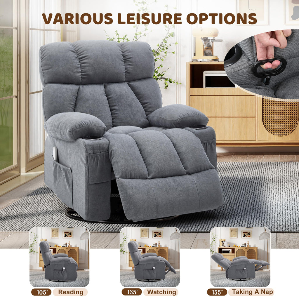 Oversized Grey Swivel Massage Recliner Chair P869147